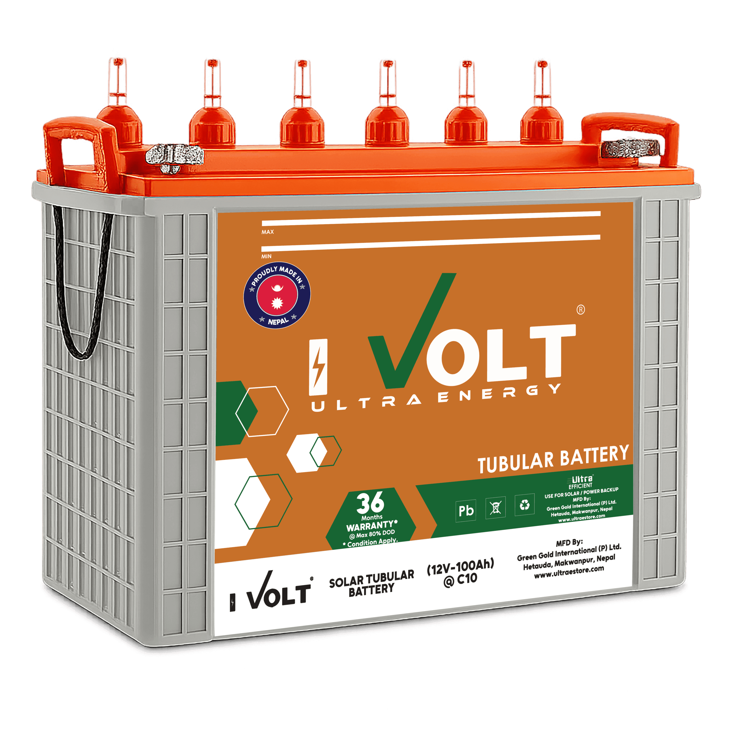 Solar tabular Battery 12V-100Ah (I-Volt)