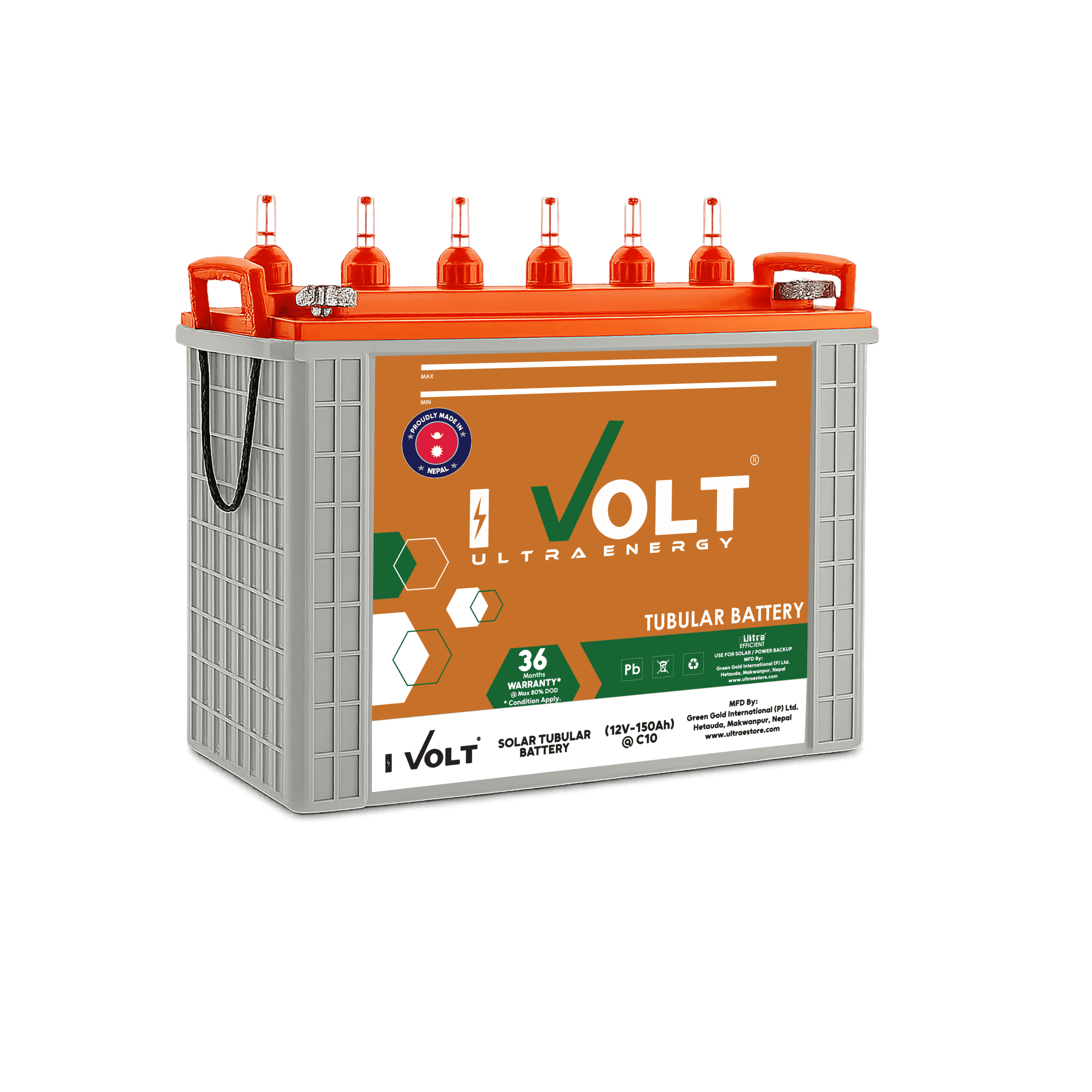 Solar Tubular Battery 12V-150Ah (I-Volt)
