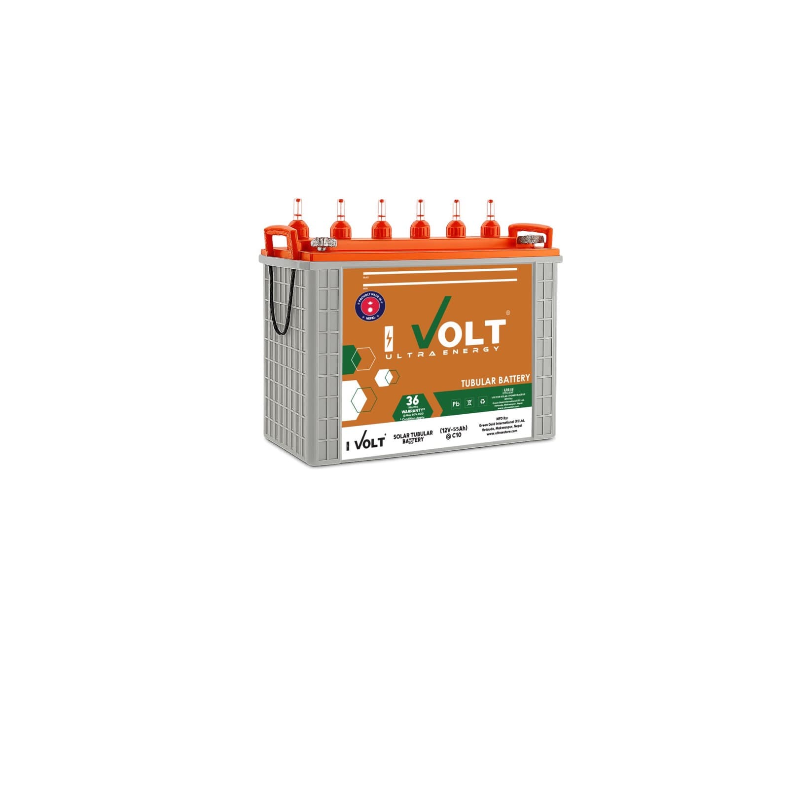 Solar Tubular Battery 12V-55Ah (I-Volt)